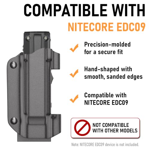 Kydex Flashlight Sheath for Nitecore EDC09, Adjustable Retention