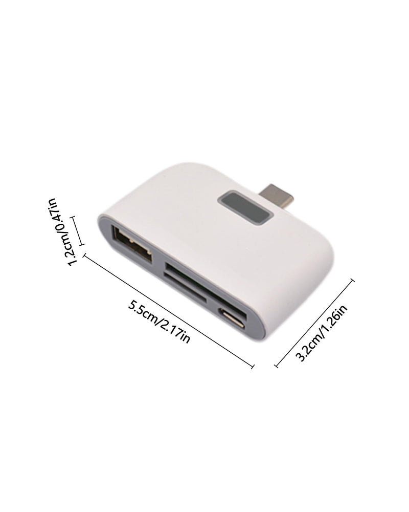 USB-C Card Reader, Portable 4-in-1 Memory Card Adapter for Phones & Laptops White