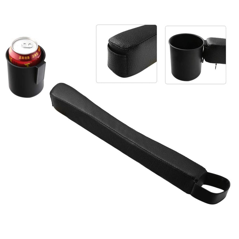 Supin 2 prices Car Seat Gap Filler Pad PU Leather Console Side Pocket Organizer and one cup for Cellphone Wallet Coin Key (Black) Black