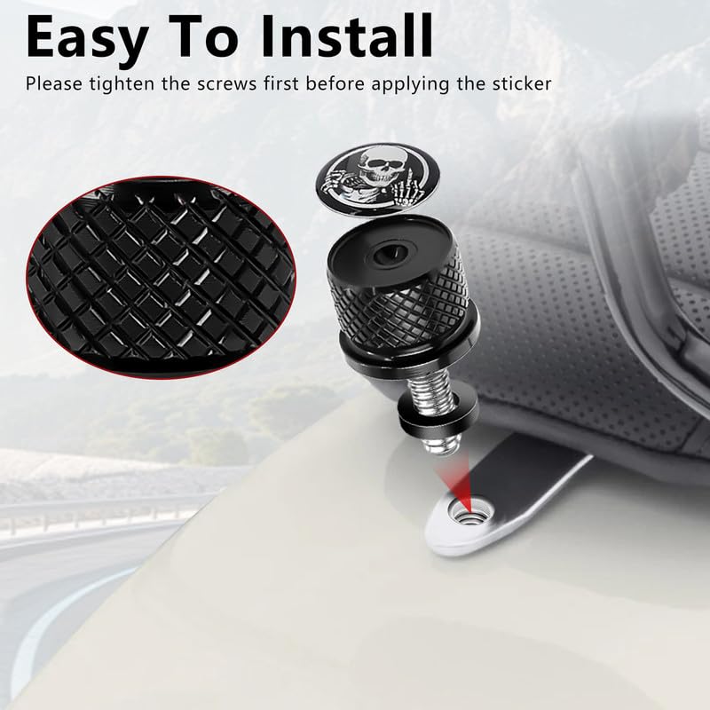 Motorcycle Stainless Knurled Fender Rear Seat Bolt Screw 1/4"-20 Thread for Harley Davidson Touring Sportster Softail Dyna CVO Fatbob Electra Glide Street Glide 1996-2025 Black
