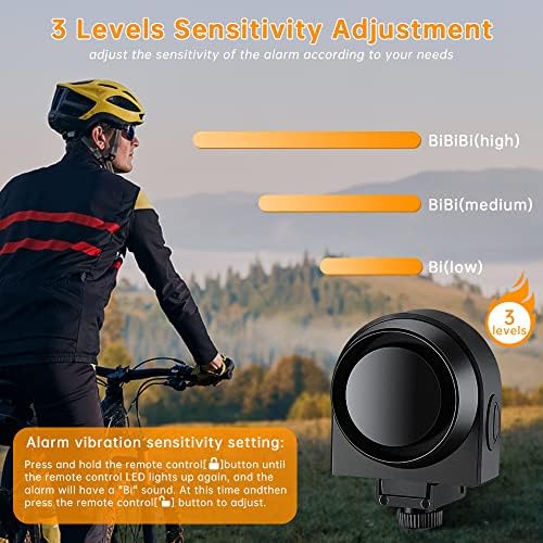 ONVIAN Wireless Bike Alarm with Remote, 115dB Loud Bicycle Anti Theft Alarm Vibration Motion Sensor System, USB-C Rechargeable Bike Alarms for Ebikes, Motorcycle, Scooter, Car, IPX5 Waterproof A2-1pack