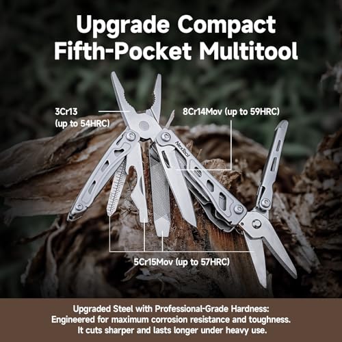 NexTool Mini Flagship F12 Keychain Multitool, Fifth Pocket Tools (Silver) Small
