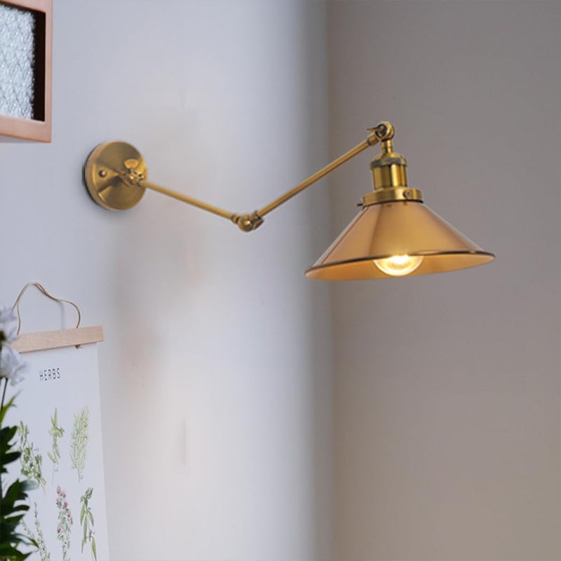 Wall Sconce, Wall Lamp with Swing Arm, Bronze Mid Century Vintage Wall Light for Kitchen, Bedrooom, Living Room, Hallway, Stairway Art Deco