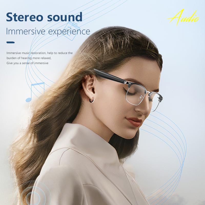 Ai Translator Glasses, Translator Smart Glasses, Smart Bluetooth Glasses, Music Bluetooth Sunglasses, Supports 138 Languages for Traveling,Doing Business and Making Friends (Black Silver) Black Silver