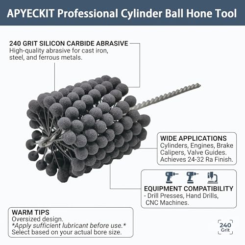 2" (50.8mm) Cylinder Ball Hone Tool with 240 Grit Silicon Carbide 2" (50.8mm)