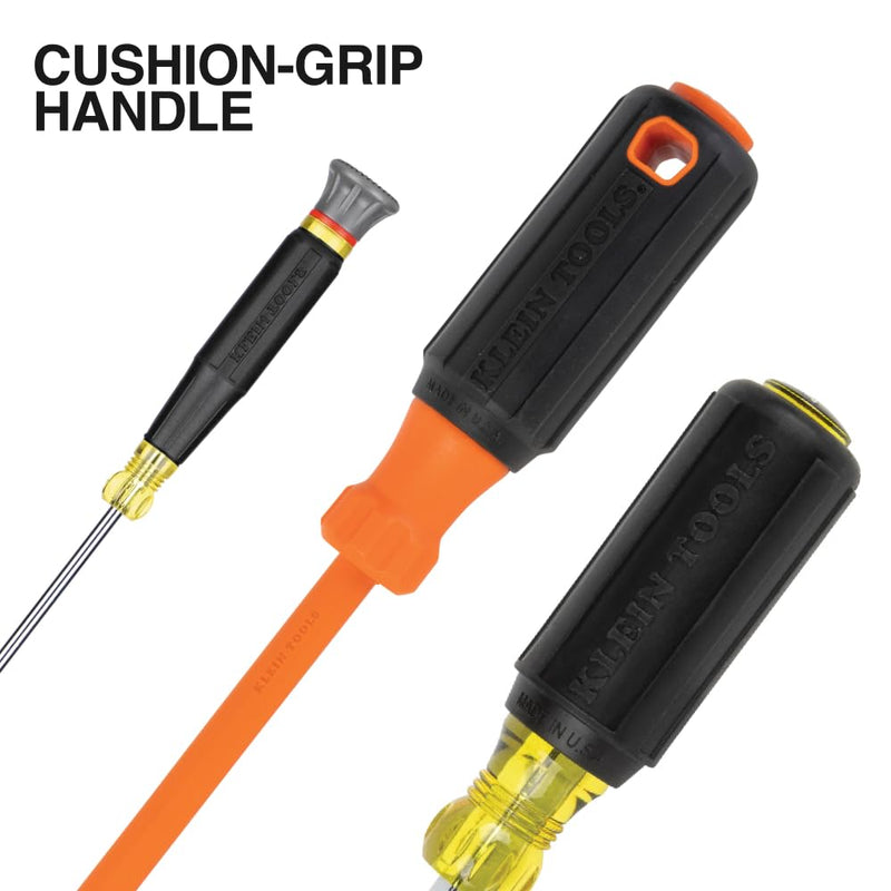 Klein Tools 85850 9-Piece Electrician Tool Set with (3) Phillips, (3) Slotted, (1) Screw-Holding Driver, (2) Insulated Drivers - Phillips and Square, Cushion-Grip Handle