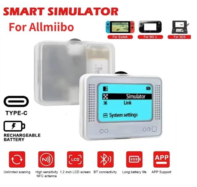 PEGLY Smart NFC Emulator Compatible with Nintendo Switch, 3DS, and Wii U, 1.2" OLED Display, Rechargeable NFC Device with High-Capacity Storage for NFC-Enabled Games