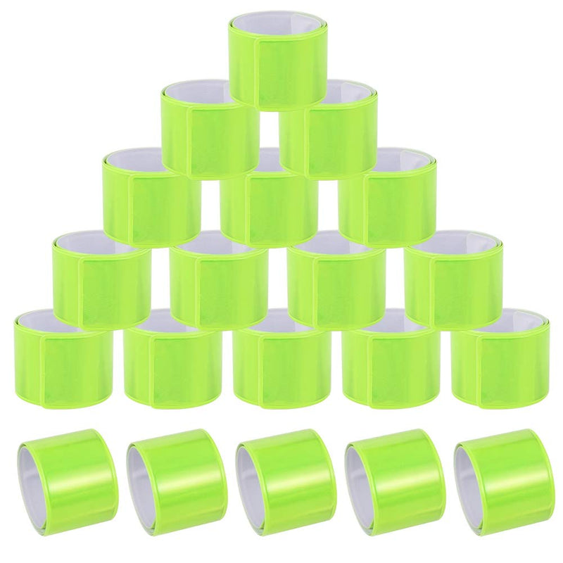 20 Pcs Reflector Snap Bands Fluorescent Slap Armbands High Visibility Slap Reflector Strips Safety Bands for Children Adults Boys and Girls When Cycling Running Hiking Jogging Green