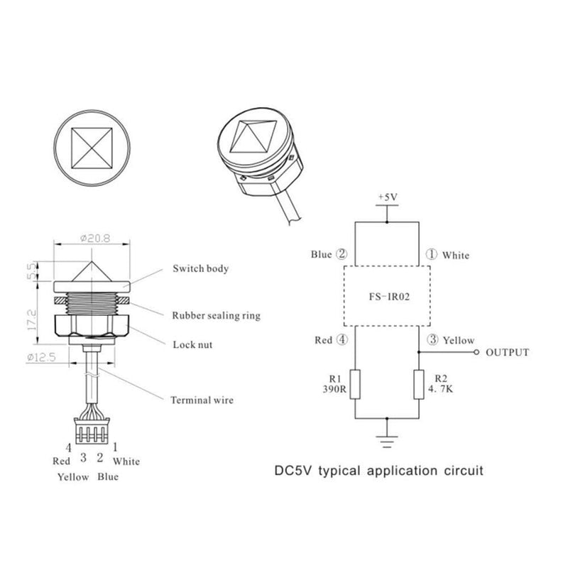 Taidacent FS IR02 FS-IR02 Optical Infrared Water Liquid Level Sensor Stainless Steel Tank Wired Water Leak Detector