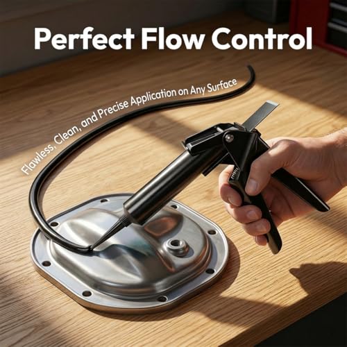 RTV Silicone Tube Extrusion Tool, Efficient RTV Tube Squeezer, Easy Control 2.5" Industrial Size Dispenser Tool to Reduced Material Waste (Black) Black