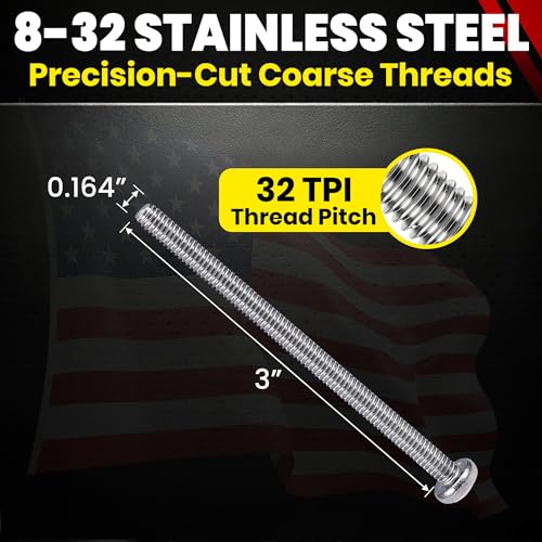 Chenango Supply 8-32 x 3 Stainless Pan Head Machine Screws 100