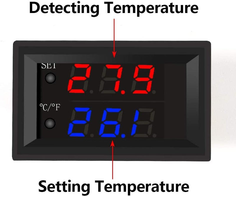 UMLIFE 5PCS 12V Electronic Temperature Controller Programmable -50 to 110 Degree Celsius Heating/Cooling Thermostat Control Switch Module NTC Waterproof Sensor Probe Dual Color LED Display Monitor
