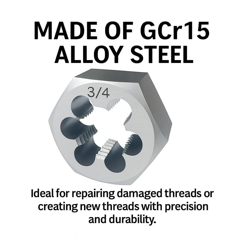 3/4"-14 NPT Tap and Die Set – GCr15 Alloy Steel Pipe Thread Tap and Hex Die Combo, Taper Thread Repair Tool for Conical Pipe Fittings 3/4"-14