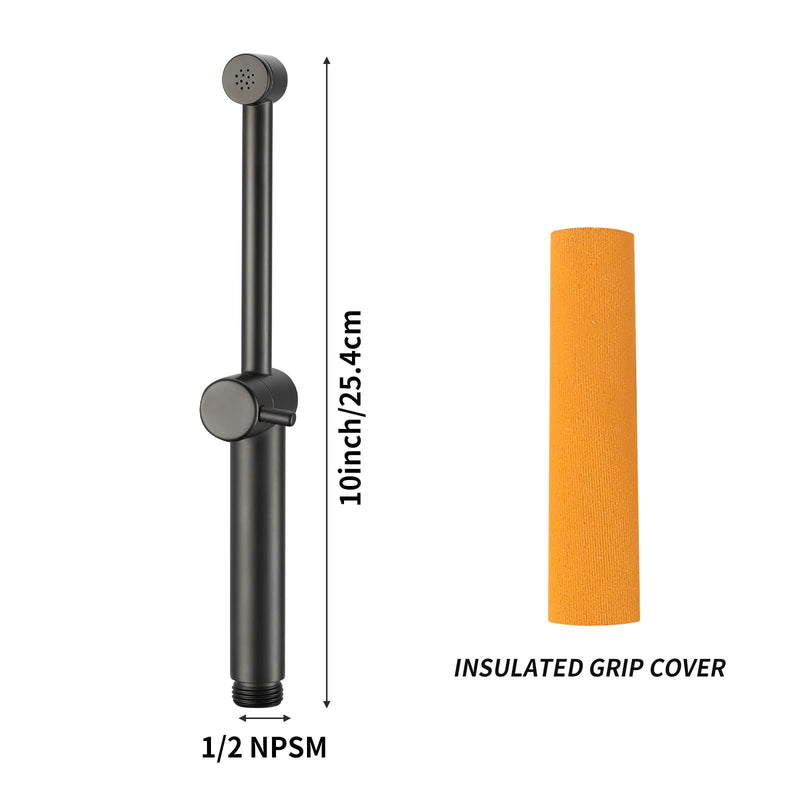 Stainless Steel Long Handle Bidet Sprayer Head，Matte Black Bidet Wand with Adjustable Knob Handle for Precise Water Control ‎Long Style Matte Black