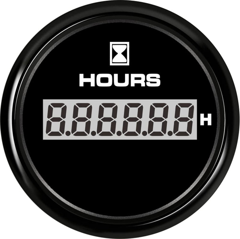 52mm(2") Hour Meter Hour Gauge Timer Gauge 7 Color Backlight for Marine Boat Car Motorcycle 9-32V Waterproof IP68 Black