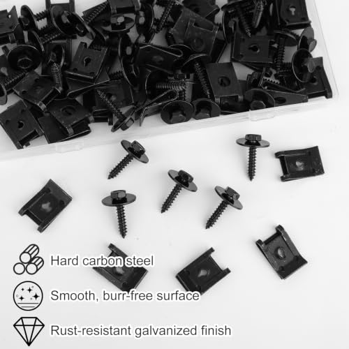 80pcs M4.2 Universal Fender Liner Screw U Nut Kit, Screws Clips Kit 80