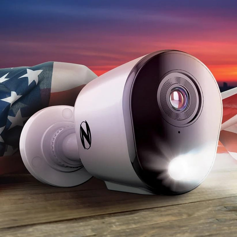 Night Owl FTD8 Indoor/Outdoor Add On Wired 4K Deterrence Cameras with 2-Way Audio - 1 Pack - White