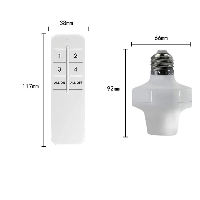 QIACHIP Wi-Fi Smart 2.4G Remote Control Light Socket E26 E27 Bulb Socket Adapter, eWeLink APP Remote Timing, Compatible with Alexa and Google 4 x Wifi Socket + 1 transmitter