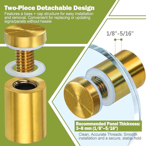 19 x 30mm (Dia. x L) Stainless Steel Standoff Screws - Gold - 24 Pieces 19 x 30mm / 0.75" x 1.18"