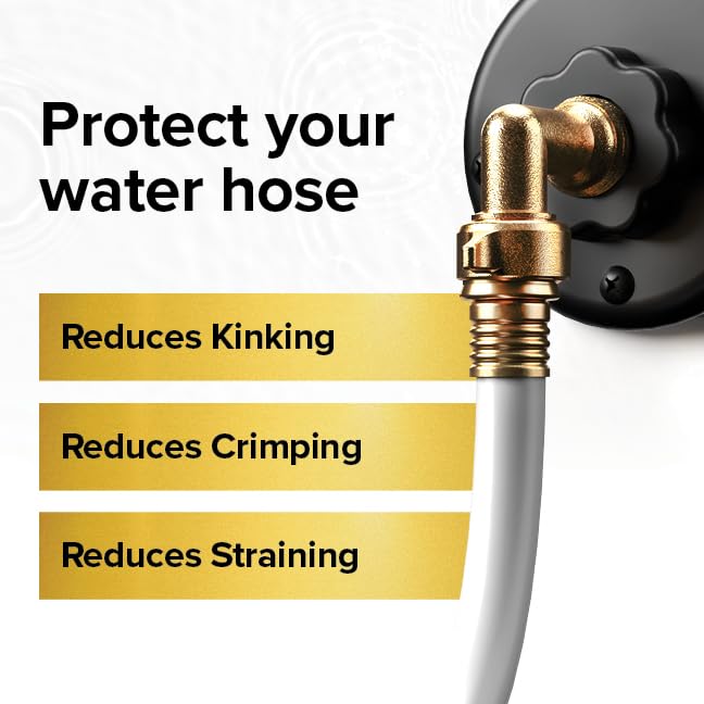 Camco 90-Degree Hose Elbow For RVs — Solid Brass Construction— Certified Lead-Free — Features Convenient Easy Grip Connector — For RV Water Hoses, Residential Outdoor Faucets, & More — 2-Pack (22507) 90 Degree Hose Elbow