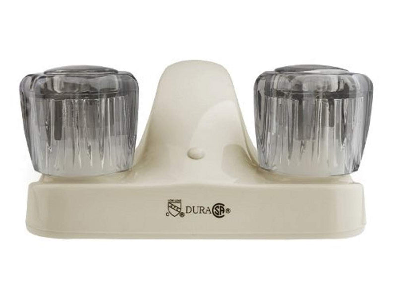 Dura Faucet DF-PL700S-BQ RV Bathroom Faucet with Smoked Acrylic Knobs (Bisque Parchment) Bisque Parchment