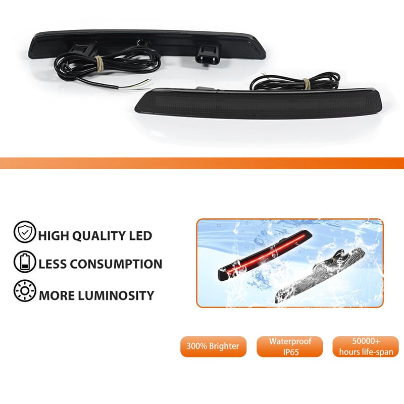 ADIIL 2PCS Smoked Lens Red LED Rear Bumper Bar Reflector Lights For 2012 2013 2014 Acura TL Smoked Lens Red Light