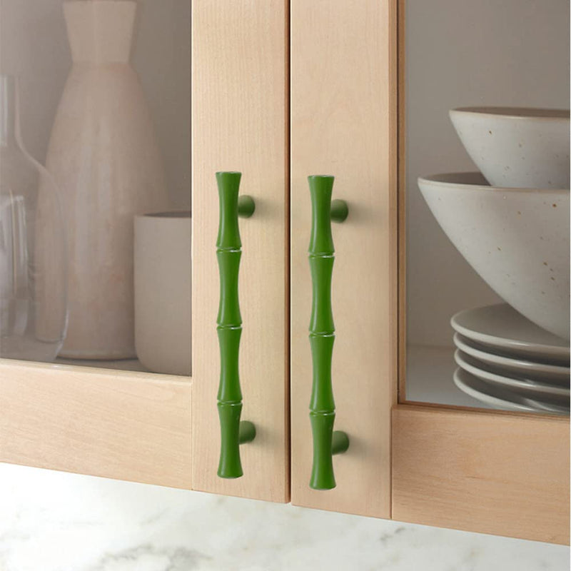 10pcs Cabinet Handles Hole Centers 5",Bamboo Shape Kitchen Cupboard Dresser Closet Drawer Door Pulls Green Pull - 5 in Hole Centers