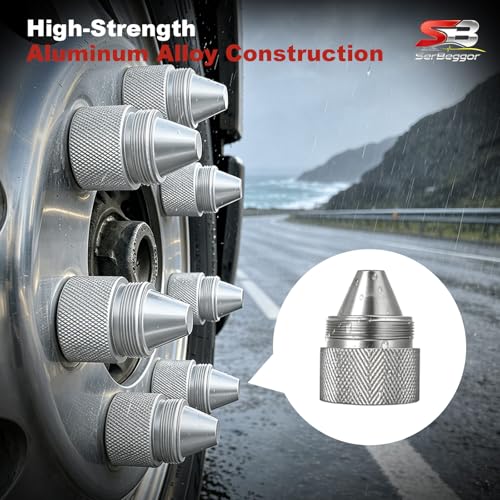 1.375''X24 Cone Shaped Parts Aluminum Alloy Cones Sealed End Cap Compatible with Kenworth Peterbilt Volvo Freightliner Mack International Trucks-12PCS Silver