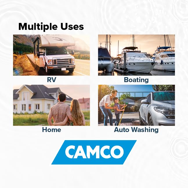 Camco 90-Degree Hose Elbow For RVs — Solid Brass Construction— Certified Lead-Free — Features Convenient Easy Grip Connector — For RV Water Hoses, Residential Outdoor Faucets, & More — 2-Pack (22507) 90 Degree Hose Elbow
