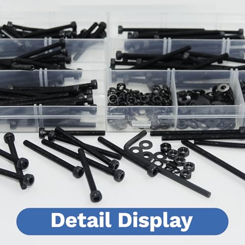 461Pcs M3 Socket Head Screws Metric Screws Bolts Washers Nuts Kit M3x30/35/40/45/50-461Pcs