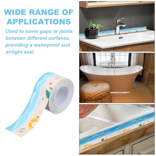 PATIKIL Caulk Tape Waterproof Self Adhesive, 2 Roll PVC Toilet Caulking Sealant Strip Bathtub Caulk Sealing Strip Tape for Bathroom Kitchen Countertop, Beach (1.4 Inch x 10.5 Ft) 1.4 Inch x 10.5 Ft