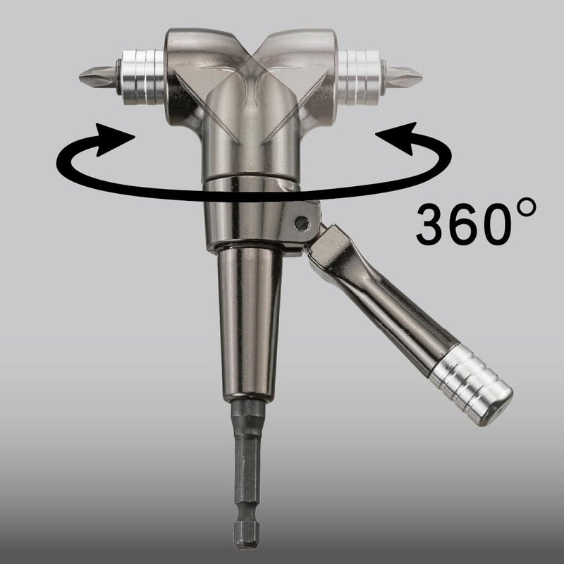 KESI Tool 1/4" Dr Impact Right Angle Drill Attachment, Right Angle Drill, 360° Rotating Head, 90° Adjustable Handle, Quick-Release Mechanism, Compatible with Impact Drivers & Manual Tools 1/4" Drive
