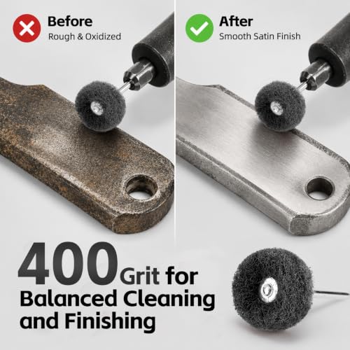Grit 400 Black 100Pcs Upgrades Abrasive Buffing Wheels,Wheels Burr for Rotary Tools-1/8(3mm) Shank,Rust Removal