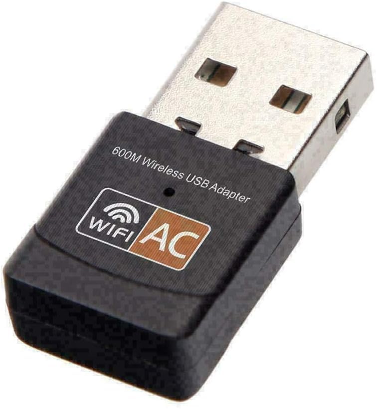 WiFi Adapter for Desktop pc, AC600 Mbps Dual Band 2.4/5Ghz USB Wi-Fi dongle, 802.11 Black USB Wi-Fi Adapter for PC, Laptop, MacBook, and Windows 10, Support.