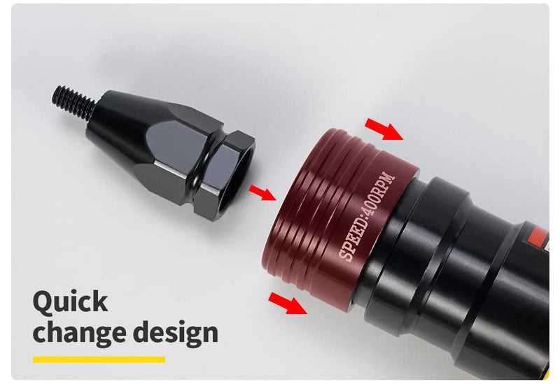 Pneumatic M12 Self-Locking Rivet Nut Gun Head with (Replacement Mandrel Each 5pcs for Pneumatic Rivnut Gun and Cordless Rivet Nut Tool (HIFESON & EROSHAK)