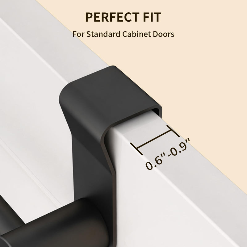 YUMORE 12" Over the Cabinet Towel Holder for Wide Doors, 2-Pack Matte Black Dish Towel Rack for Kitchen & Bathroom