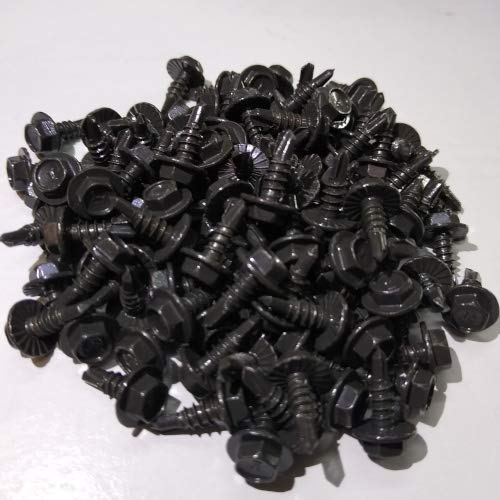Shorpioen 100-Pack #14 x 1 Hex Washer Self Drilling Bronze 3/8" Head BC-1416KWBR38 #14 x 1 (3/8 Head) - 100 Pack