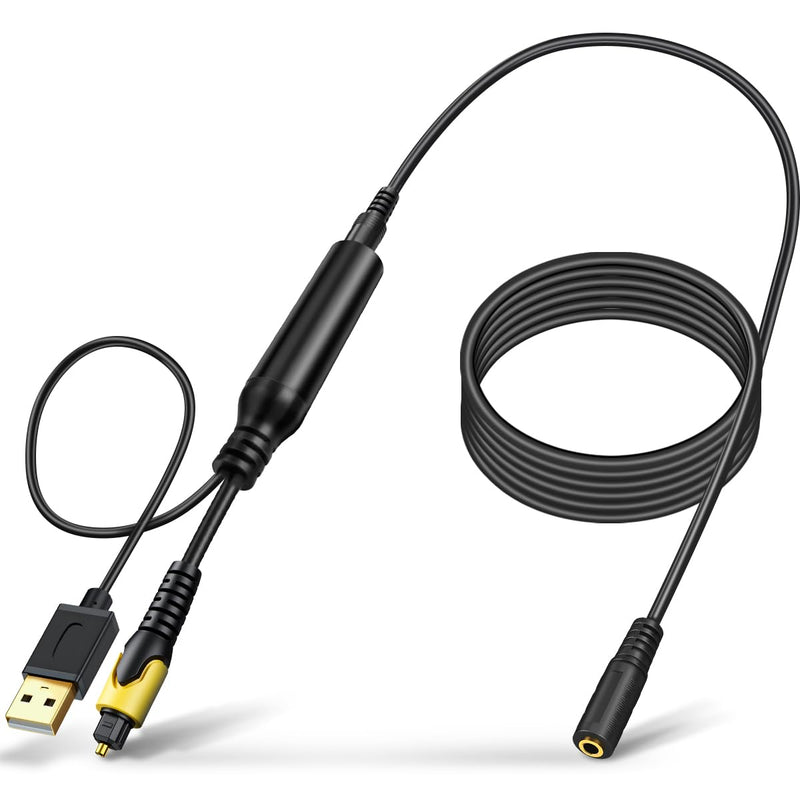 192KHz DAC Optical to 3.5mm Converter, Optical Audio Cable to AUX Adapter, Unidirectional from SPDIF Digital to Analog Converter for TV Sound Out to Speaker Headphone with AUX-in Input Jack Yellow