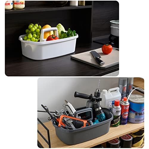 Large Cleaning Supplies Caddy Portable Shower Basket Supply Organizer with Handle Plastic Bucket Tool Storage for Bathroom, Bedroom, Kitchen, College Dorm, Garden, Dark Gray 2 Pack Large, 2pcs