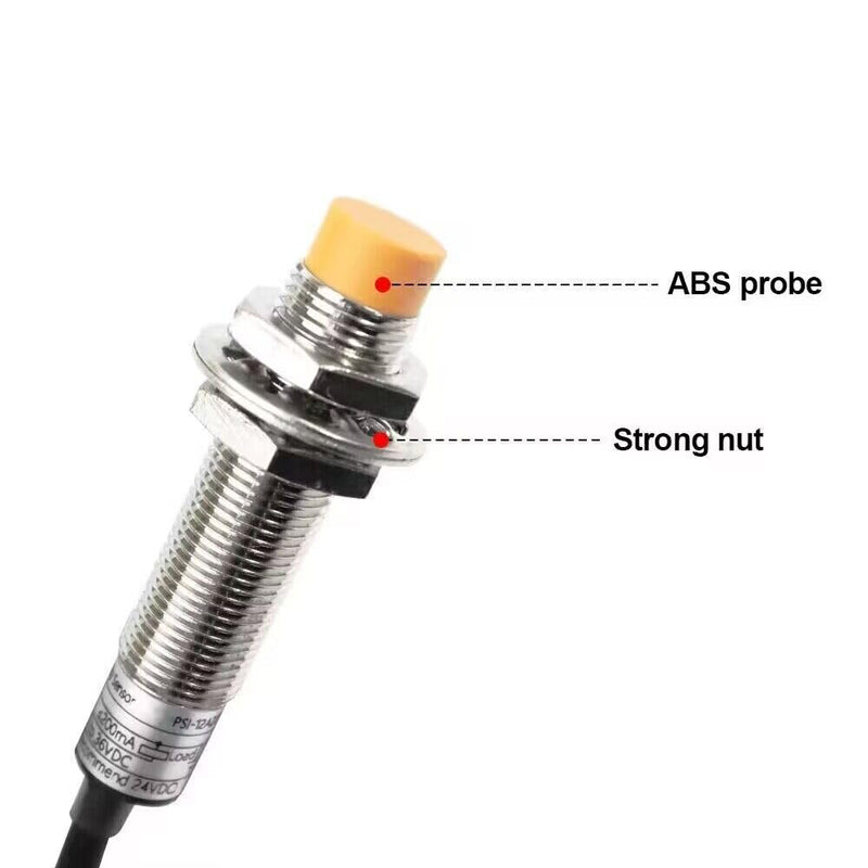 M12 Inductive Proximity Sensors NPN NO M12 Thread, 4mm Detection Distance, Metal Detection, Anti-Interference, Unshielded (4) 4