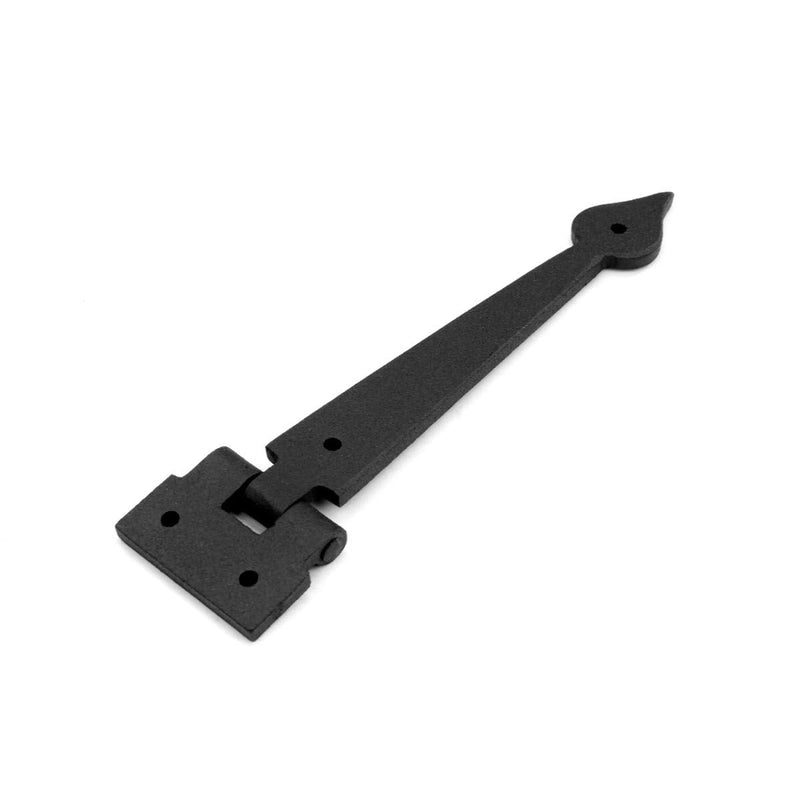 Renovators Supply Manufacturing Black Wrought Iron Strap Hinge Pair 7.38 Inch Spear Tip Colonial Cabinet Door Gate Hardware Flush Mount Rust Resistant Pack of 1