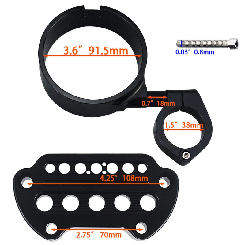 WOWTK Side Mount Instrument Bracket+Speedometer Relocation Cover fits for Harley Sportster XL Models 1993-2020 XL883 XL1200 Iron 883 Forty-Eight 72 48,Gloss Black