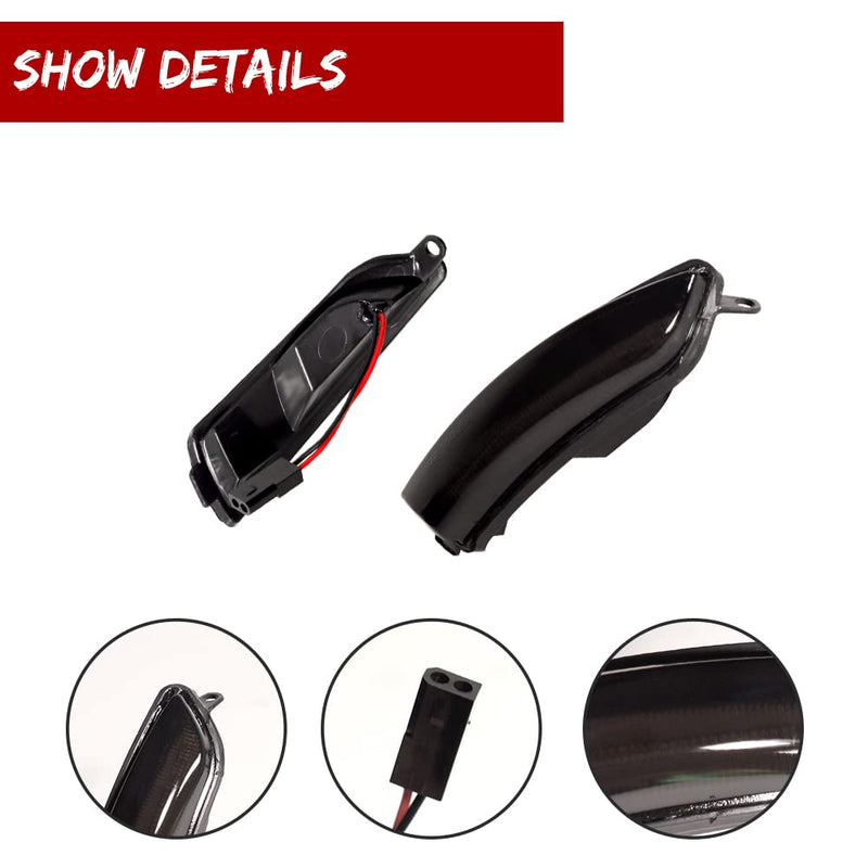 GTINTHEBOX Smoked Lens Sequential Amber LED Side Mirror Blinker Turn Signal Lights For 2011-2020 Chrysler 300 Side marker Lamp