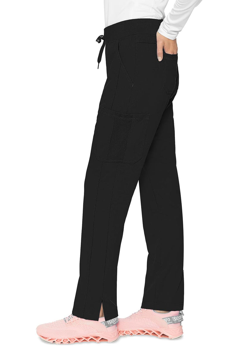 Med Couture Scrub Pants for Women, Jersey Waist Yoga Bottoms, 6 Pockets with Mid Rise Drawstring Waistband - MC7725 Medium Black