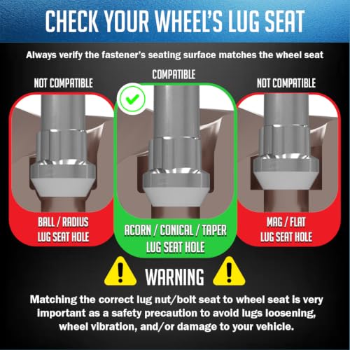 Wheel Accessories Parts 4 Locks + Key 1/2"-20 Thread Closed End Bulge 1.90" Long Wheel Lock Chrome Dual Hex Key 13/16" and 3/4" Hex Fits Chevy C10 GMC C15 C1500 Dodge Ram 1500 Ford F100 F150 Chevy K20 K30 C30 GMC C15 C1500