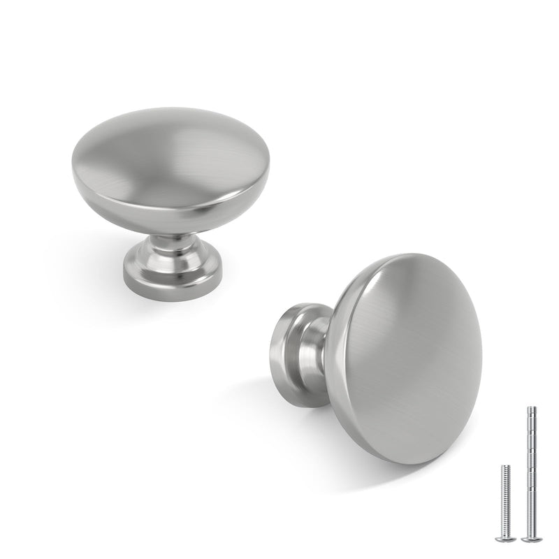homdiy 10 Pack Brushed Nickel Cabinet Knobs Silver Round Dresser Drawer Knobs for Cabinets, Aluminum Alloy Kitchen Hardware Handles
