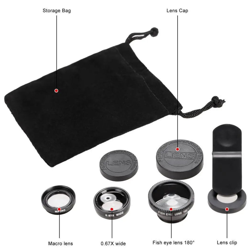 3 Lens Kit for iPhone and Android Camera | Ultra Wide Angle, Fisheye, Macro Lenses | Smartphone Photography & Video Creation | Palo Alto Electronics