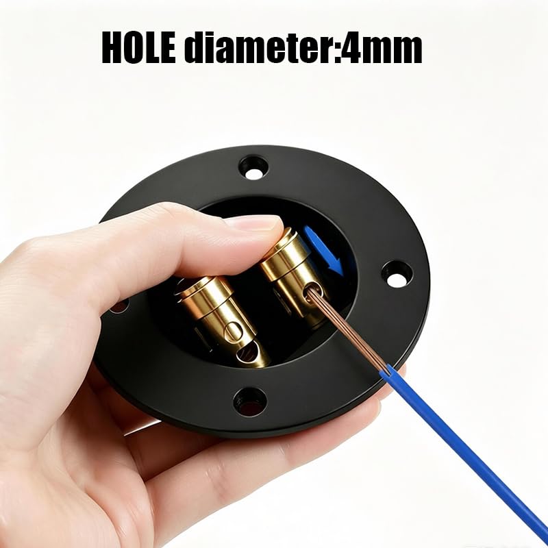 2 Pack 3 Inch Round Speaker Terminal Cups, 2-Way Spring Loaded Binding Posts, Double Jack Wire Connectors for Home & Car Stereo Subwoofer Boxes