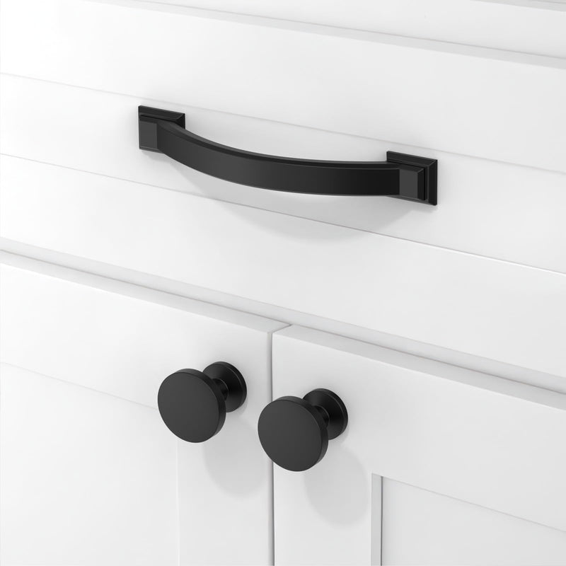 10 Pack Matte Black Cabinet Pulls 3.75 Inch(96mm) Kitchen Cabinet Handles Solid Zinc Alloy Cabinet Hardware Drawer Pulls 3.75" Hole Center 10