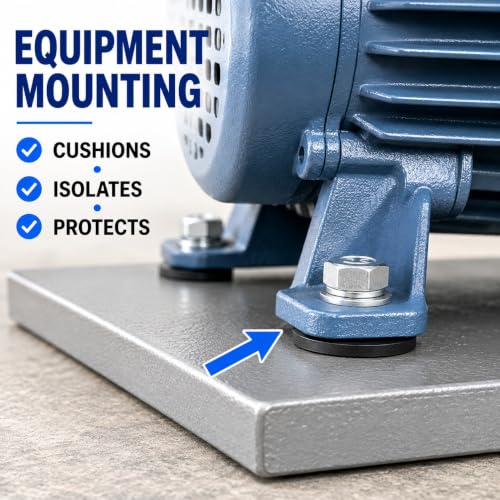 3/8" ID x 1-1/2" OD x 1/4" Thick Nitrile Rubber Washers, Vibration Isolation Spacers for Equipment Mounting, Machinery, Electrical Enclosures, Compressors & Pumps 5 Pack